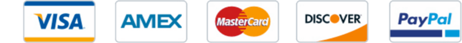 Visa, American Express, Mastercard, Discover and PayPal